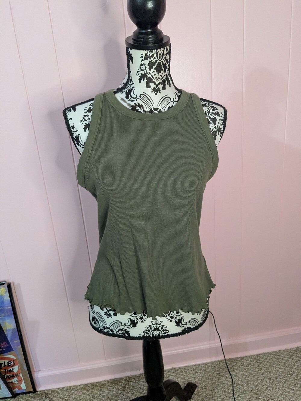 green tank top